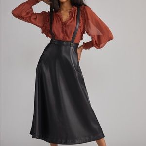 Anthropologie Faux Leather Pinafore Skirt